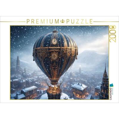 CALVENDO Puzzle Dampffesselballon im Schneegestöber | 2000 Teile Lege-Größe 90x67cm Foto-Puzzle für glückliche Stunden
