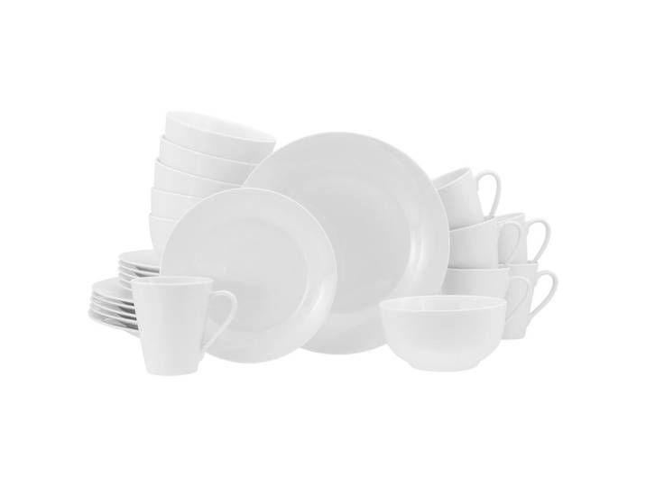 Creatable Kombiservice Base Weiß, Weiß, Keramik, 24-teilig, 300 ml,600 ml, stapelbar, Geschirr, Geschirrsets, Kombiservice
