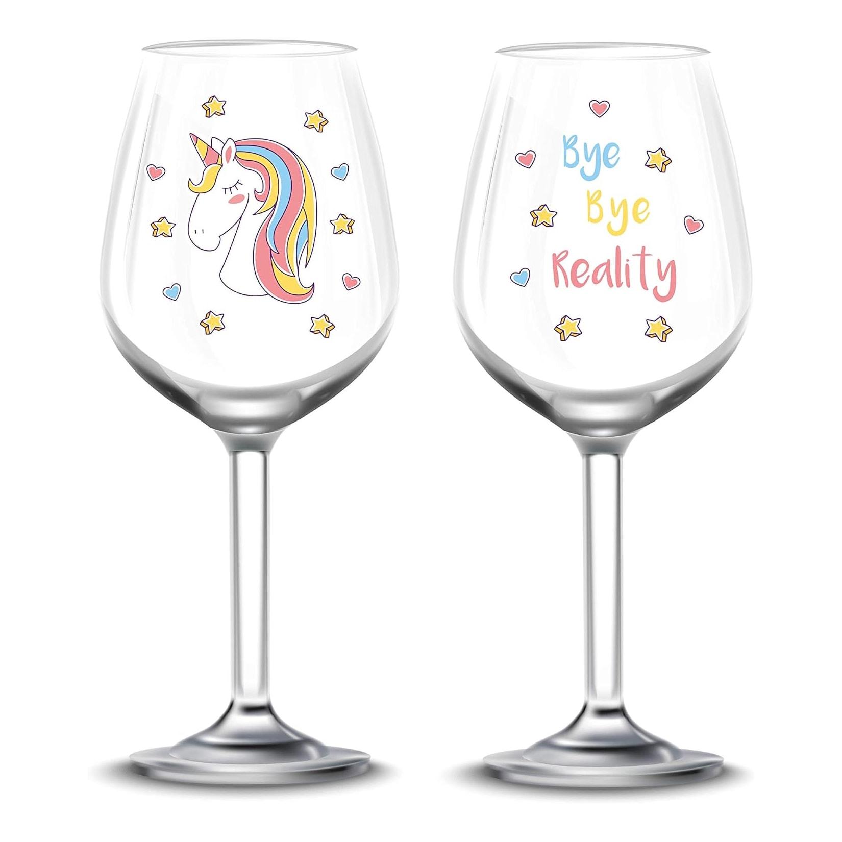 EinhornLiebe - Weingläser Set - Bye Bye Reality (2 Stück) Weinglas Glas Unicorn Einhorn