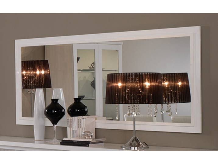 Miroir Roma laqué blanc/marbré gris - Basika
