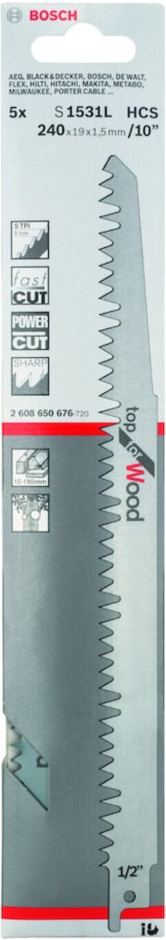 Bosch Säbelsägeblatt S 1531 L, Top for Wood (2608650676)