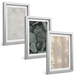 BILDER SET 3er Set - 20x30 cm Silberner Rahmen - Sommerliche tropische Texturen