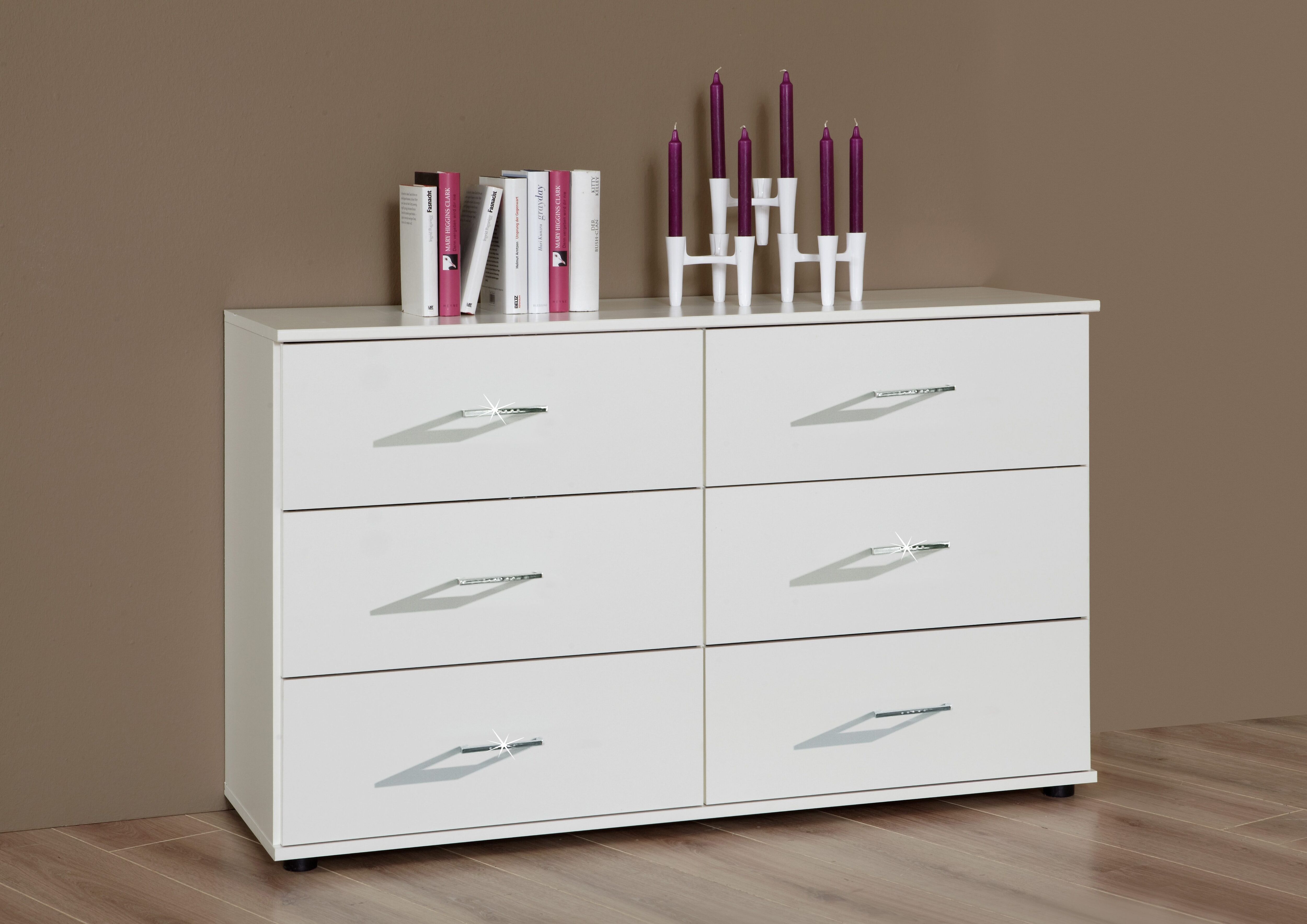 Schubkastenkommode WIMEX "Anna", weiß, B:130cm H:82cm T:42cm, Sideboards, Schubkastenkommode