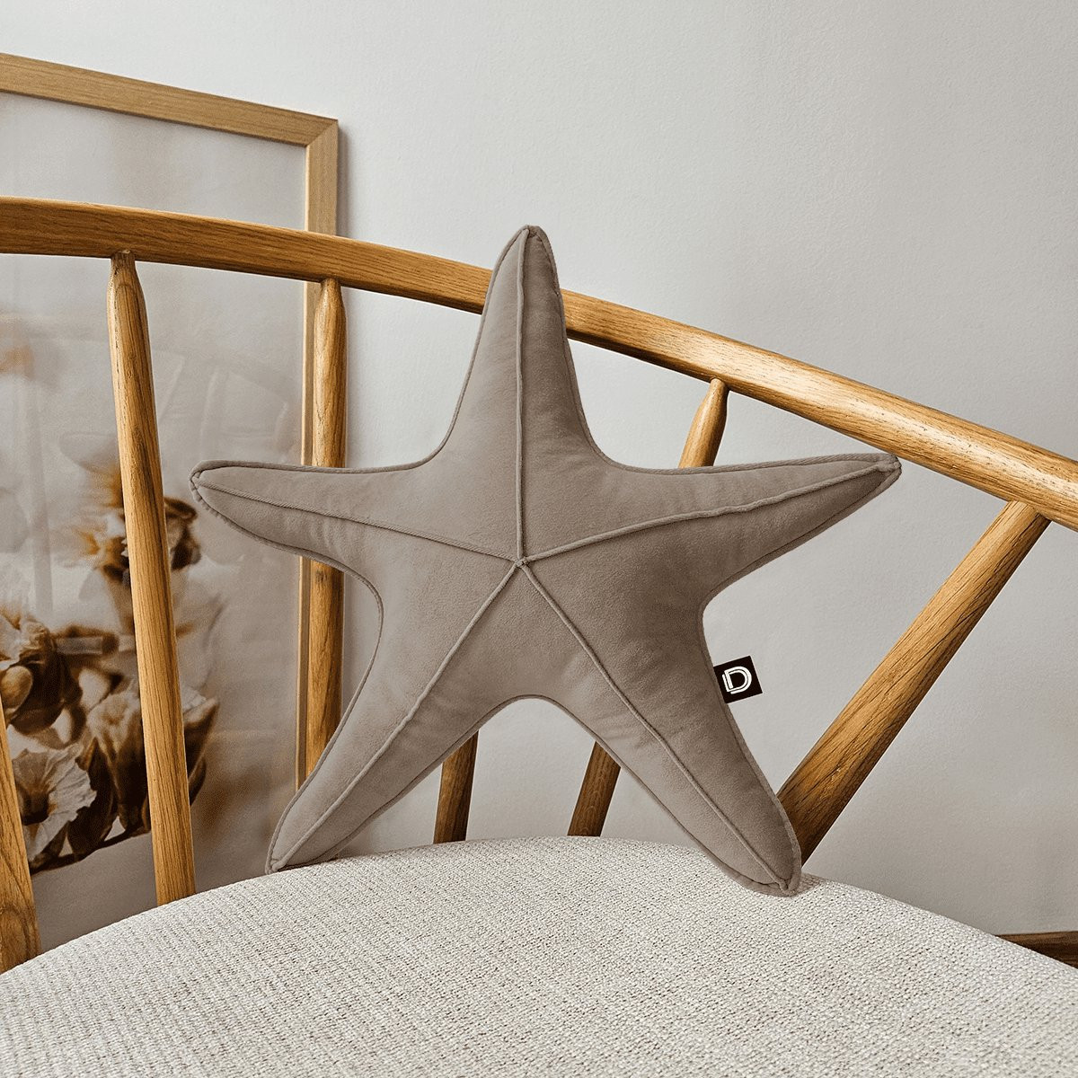 Decordruk Velvet Serie Sierkussen Kleine Zeester Lichtbruin