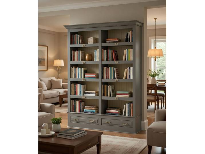 Bücherregal I Massivholz Pinie, lackiert Rück-, Seitenwände & Einlegeböden: MDF Mitteldichte Holzfaserplatte , lackiert Grau/Granit/Pinie Creme
