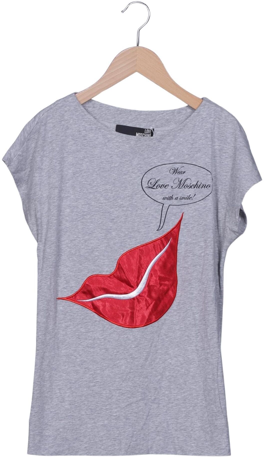 Love Moschino Damen T-Shirt, Grau, Gr. S, Baumwolle / Elasthan - Second Hand