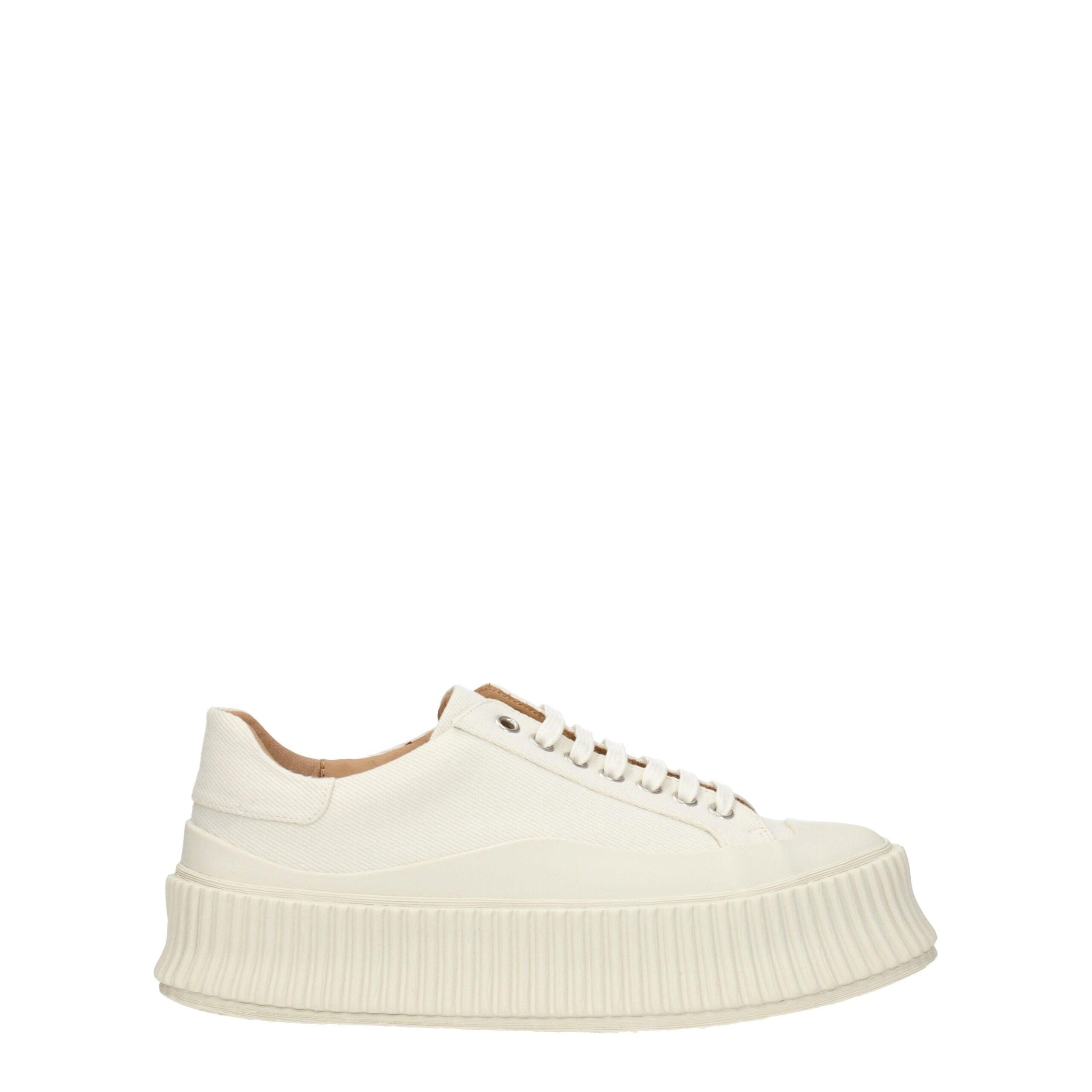 Jil Sander Witte Stoffen Platform Sneakers