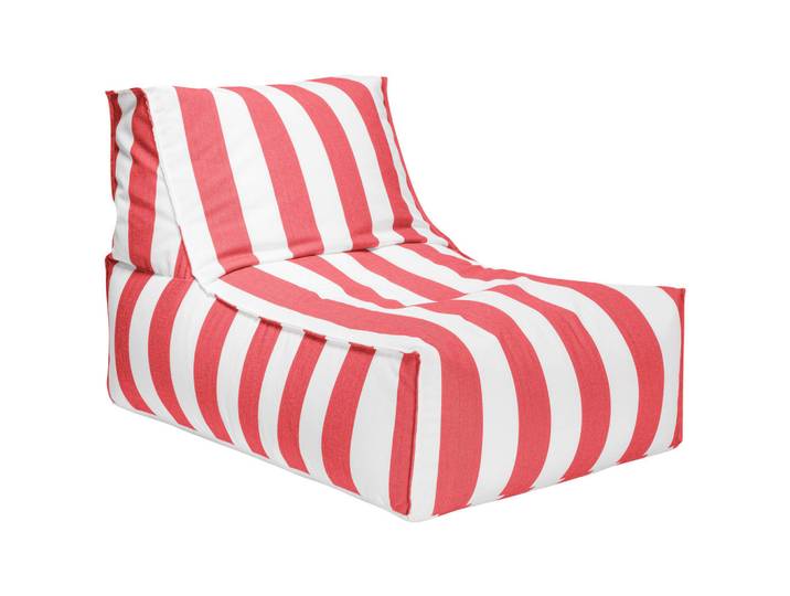 Outdoorsitzsack, Rot, Weiß, Streifen, 280 l, Füllung: Polystyrol, 65x65x100 cm, Outdoor, Reißverschluss, Wohnzimmer, Sessel, Sitzsäcke, XXL Sitzsäcke