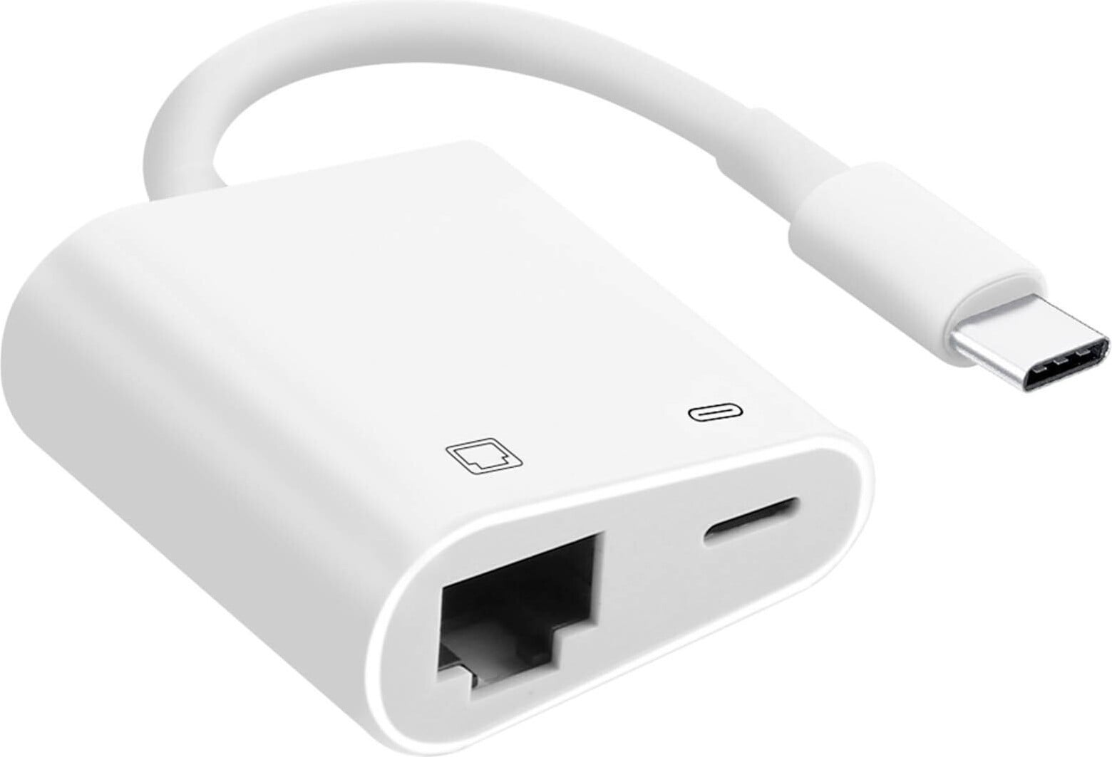 Avizar USB-C naar Ethernet en USB-C adapter - Wit