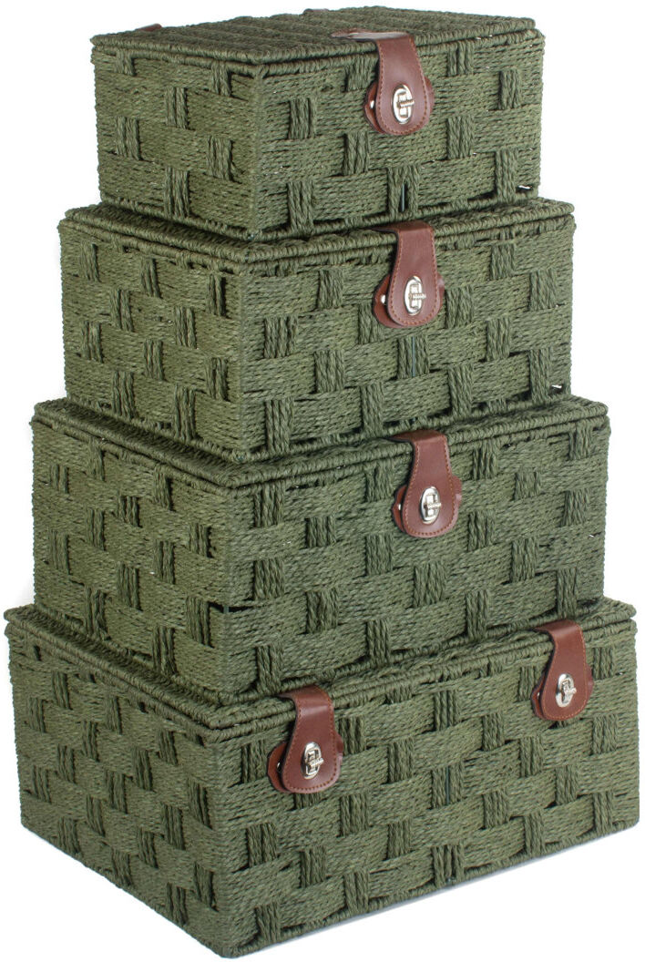 Bloomsbury Market Paper Rope 4 Piece Lidded Storage Basket Set Green