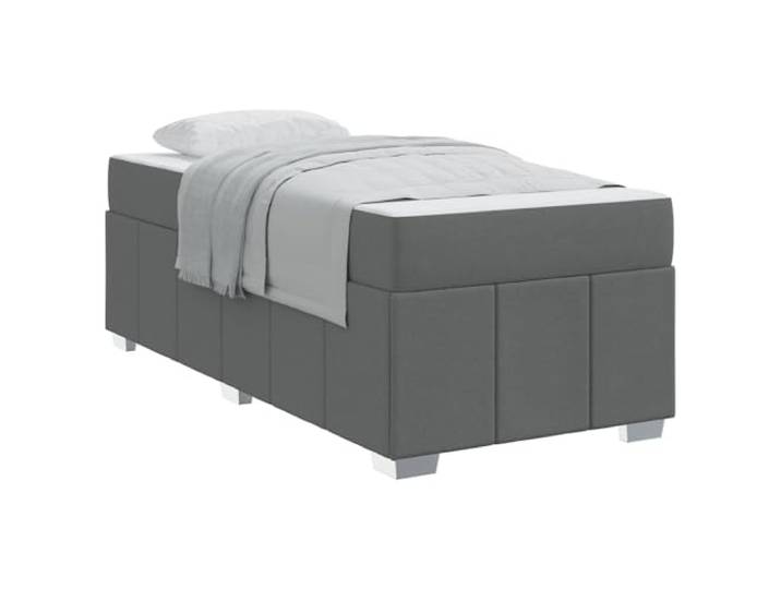 PUGYNBK Bett 80 x 200 cm mit Matratze, dunkelgrauer Stoff Taschenfedern, mittlere Festigkeit, Lattenrahmen, Kunststofffüße, einfache Montage
