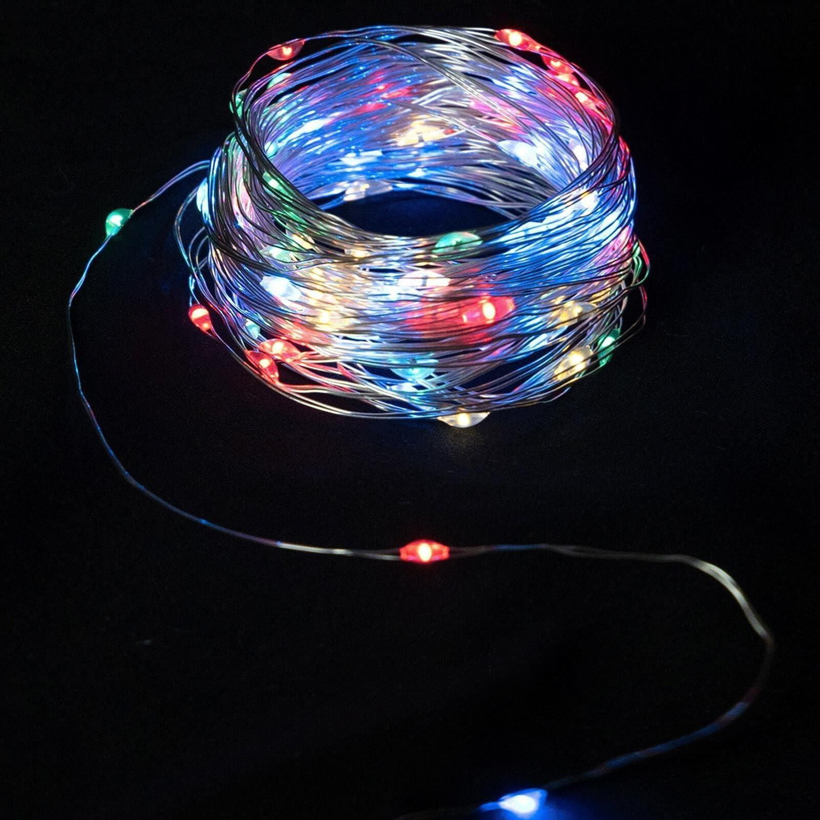 Dripio LED-lichtketting RGBY met koperdraad en knoopcelbatterijen, 2 meter