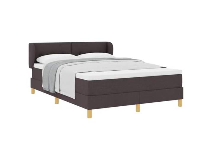 KKgypkn Boxspringbett mit verstellbarem Kopfteil Stoff Dunkelbraun 140 x 190 cm inklusive Taschenfederkernmatratze