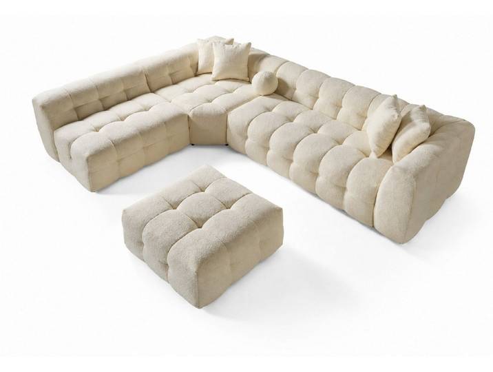 Xlmoebel Ecksofa Ecksofa L Form Beige Stoff Modern Fließende Linien Wohnzimmer, 4 Teile
