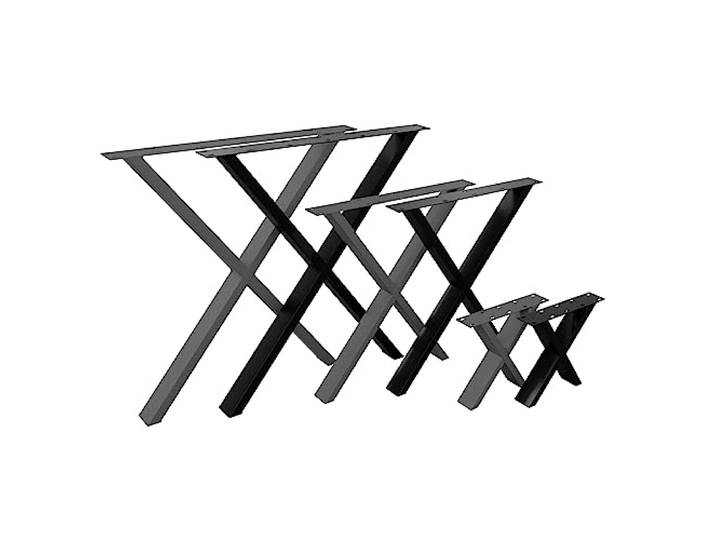 NOGGI: 2 Tischkufen metall (36x40cm - anthrazit - Sitzbank )I Tischbeine X-Form I Möbelfüße für Dein DIY Schreib-, Couch-, Wohnzimmer- oder Bartisch Projekt I moderne Hairpin Legs aus Vierkantprofilen