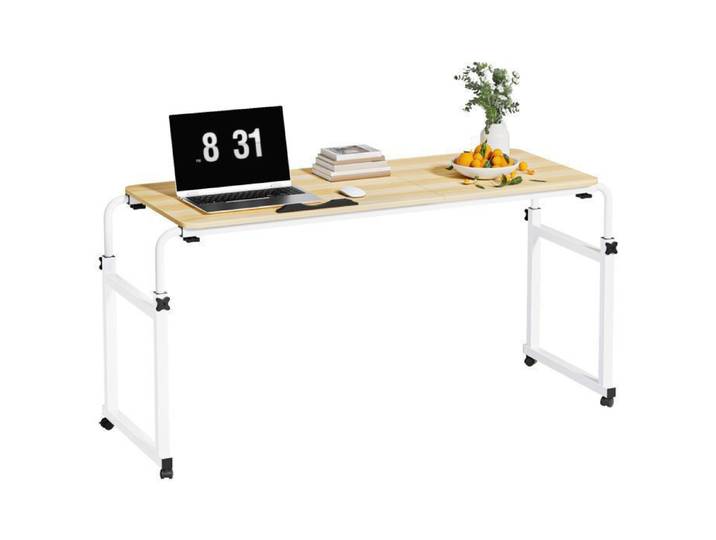 Table de lit Pliante avec Roulette Réglable en Hauteur - 80x40cm - Bureau pour Ordinateur Portable Pliable