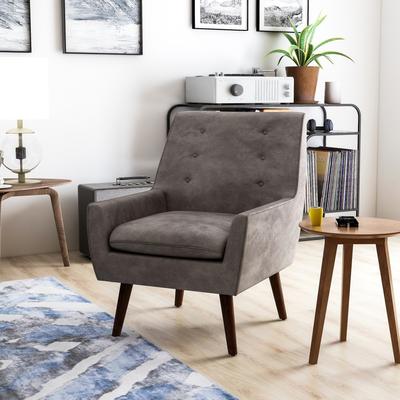 Carson Carrington Valla Modern Wood Button Tufted Flared Arms Accent Chair