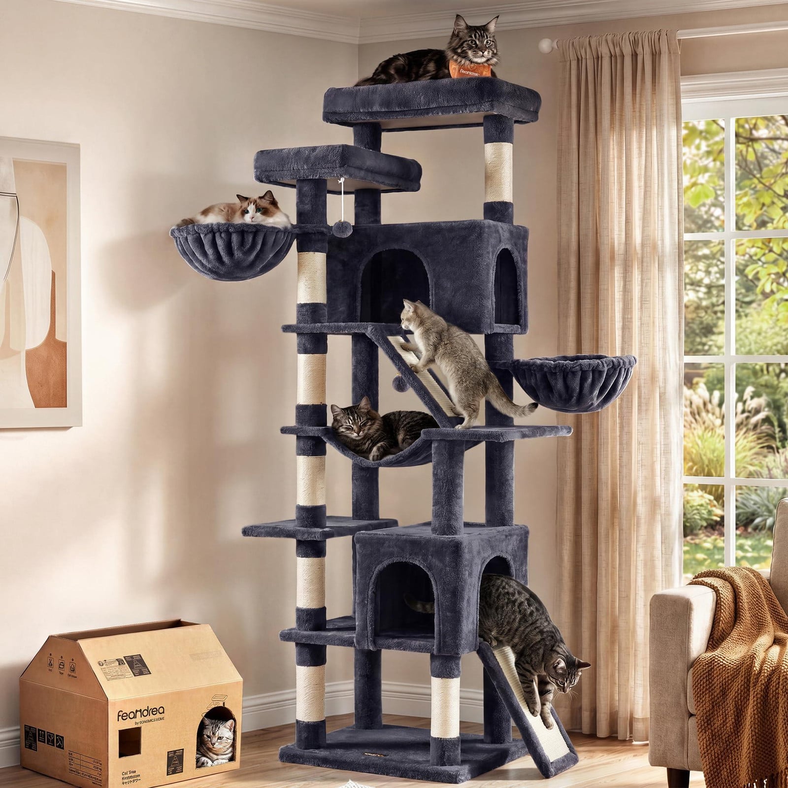 Feandrea XXL Kattenboom met krabplanken en sisal