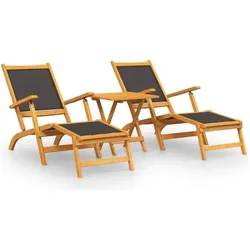 vidaXL, Liegestuhl, Linlonos (2x Sessel + Tisch) (141 cm)