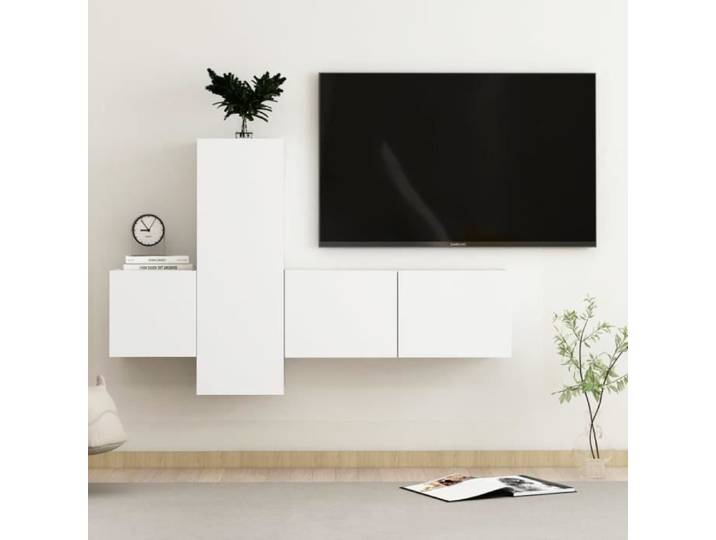 Ensemble de meubles TV 3 pcs Blanc Aggloméré