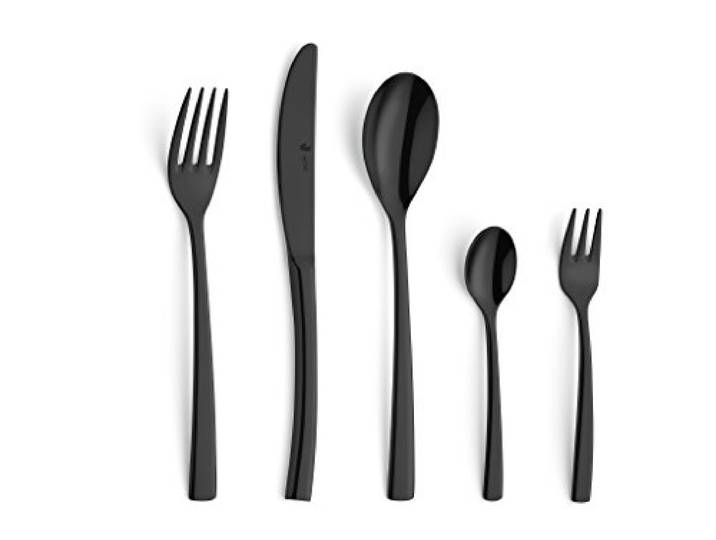 Paul Wirths SWING Besteckset 30-tlg, 6 Personen, PVD-Veredelung, Schwarz 18/10 Edelstahl, spülmaschinenfest, zeitlos-modernes Design und vollständig rostfreier Edelstahl verarbeitet