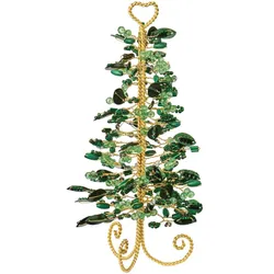 IB Laursen Tannenbaum Fairytale Christmas mit grünen Perlen, Messing/Grün mit Perlen - 9 x 16 cm
