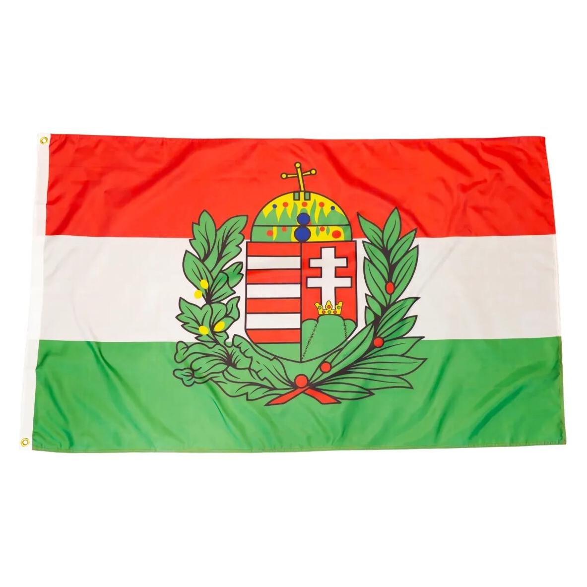 trends4cents Flagge Ungarn mit Wappen 90 x 150 cm Fahne mit 2 Ösen 100g/m² Stoffgewicht Hissflagge (90 x 150 cm) (32205145)