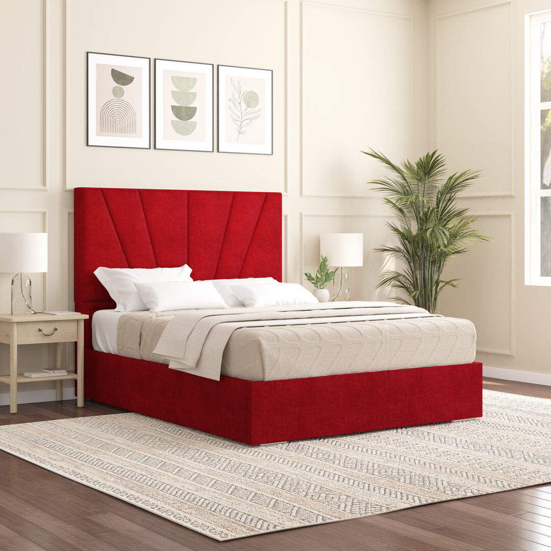 Canora Grey Alahnna Upholstered Bed Frame Red Kingsize (5')