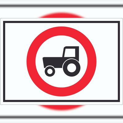 HB-Druck Durchfahrt verboten Trecker Symbol Aufkleber A4 (210x297mm)