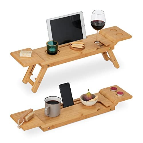Relaxdays bamboe badplank in beige en bruin, Breedte: 70 cm