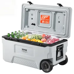 VEVOR tragbare Kühlbox (74 Qt / 120 Dosen) mit Eisspeicherung & robusten Griffen & Getränkehalter, isolierte tragbare Kühlbox aus stabilem Material, geeignet für Familienpicknicks und lange Reisen