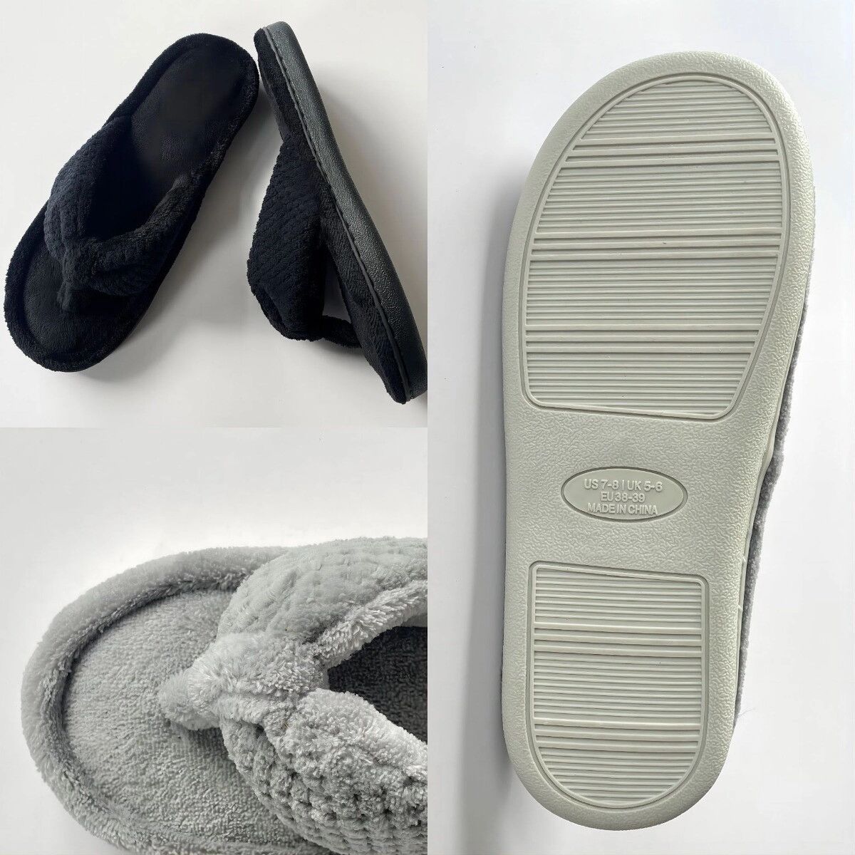 INF Memory Foam Zehentrenner Hausschuhe mit Ananas-Holz – Atmungsaktiv & Bequem für Drinnen Schwarz