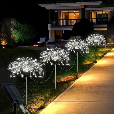 Uplift Picks Solar Firework Garden Lights For Magical Outdoor Patio Holiday Landscape Decor white 4 Grounding X 80 320 Led