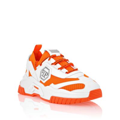 Sneaker PHILIPP PLEIN "Predator", Herren, Gr. 36, Normalschaft, orange (0186, weiß, orangefluo), Schuhe Sneaker