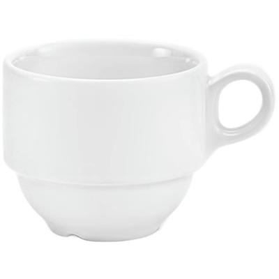 Tasse VAN WELL "Gourmet", weiß, B:8cm H:6,8cm, Porzellan, Trinkgefäße, Tasse, spülmaschinenfest, mikrowellengeeignet, stapelbar, 0,19 L, 6-teilig