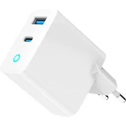 Gembird Chargeur secteur - 1x USB-C + 1x USB-A 65W (Blanc) (65 W, 2 Ports), USB Ladegerät, Weiss