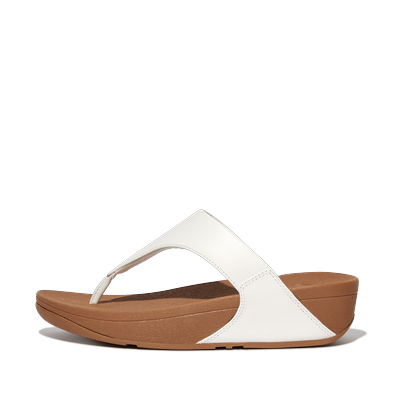 Dianette FITFLOP "LULU LEATHER TOEPOST", Damen, Gr. 40, Textil, weiß, Rindsleder, Schuhe Dianette, Zehentrenner, Pool Slides, Pantolette, Badeschuh mit Keilabsatz