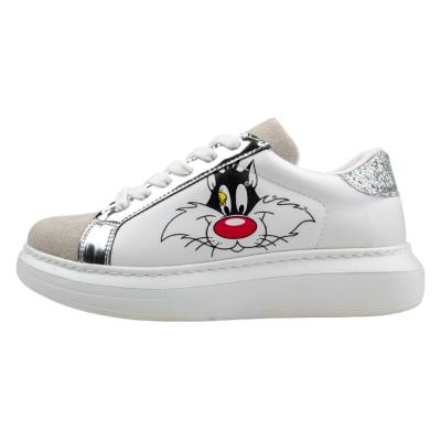 Sneaker DOGO "Verona Low-Top Sneaker Puddy Tat Damen Sneaker", Damen, Gr. 38, ungefüttert, Normalschaft, weiß, Lederimitat, Schuhe Sneaker, Handgefertigt