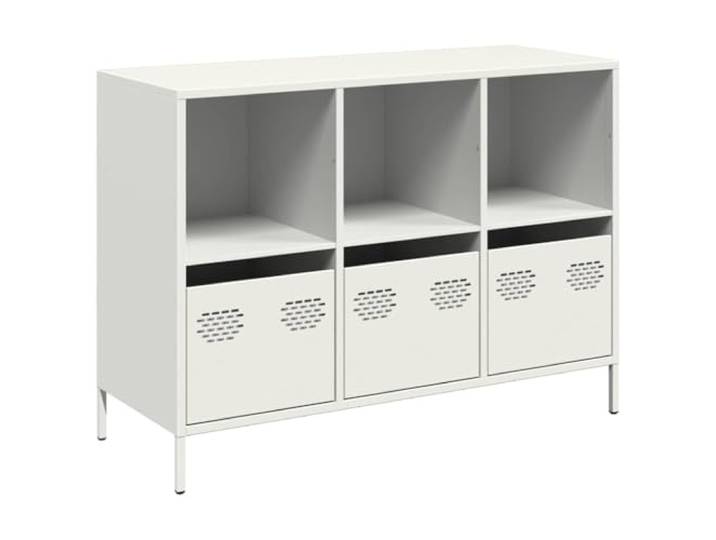 HEFZGDB Sideboard Weiß 101,5x39x73,5 cm aus kaltgewalztem Stahl mit Schubladen und Stauraum, pflegeleichtes Metall Sideboard, Robustes mit Stahlkonstruktion und Stabiler Oberplatte