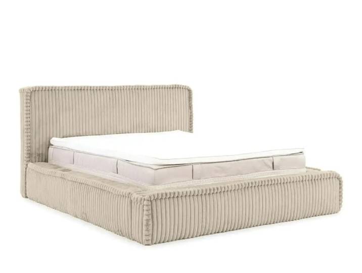 Lit coffre velours côtelé 180x200cm beige