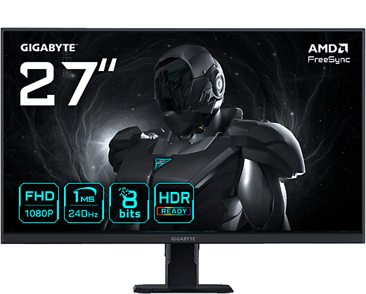 Monitor gaming - Gigabyte GS27F2, 27 " Full-HD, 240 Hz, 1 ms, IPS, AMD Freesync, HDR Ready, Negro