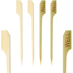 250x Steak Marker "WELL" aus Bambus 9cm