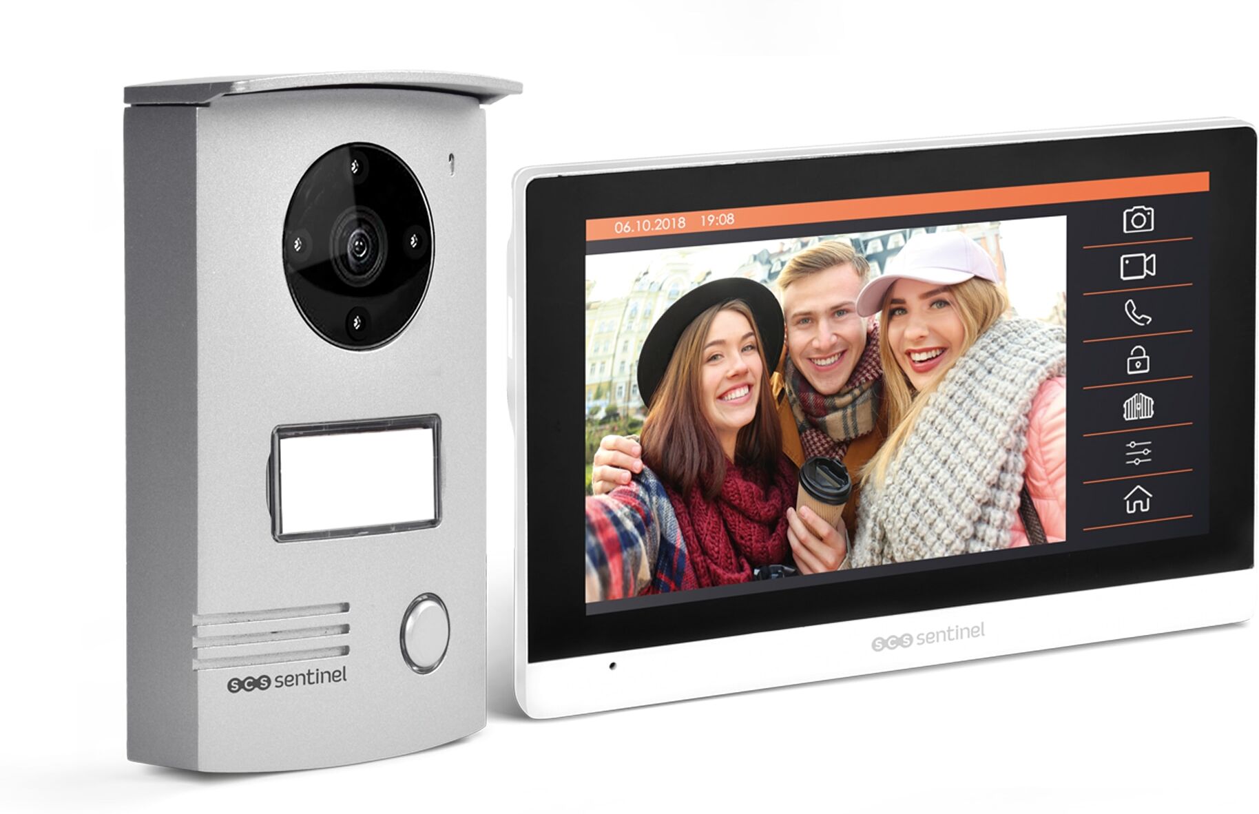 SCS SENTINEL Videoportero con cable Táctil VisioDoor+ 18 cm (7"). Metal / Blanco