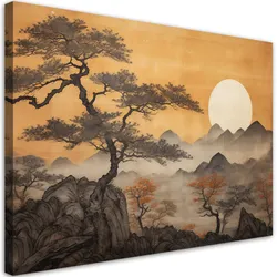 WANDBILD bäume berglandschaft
