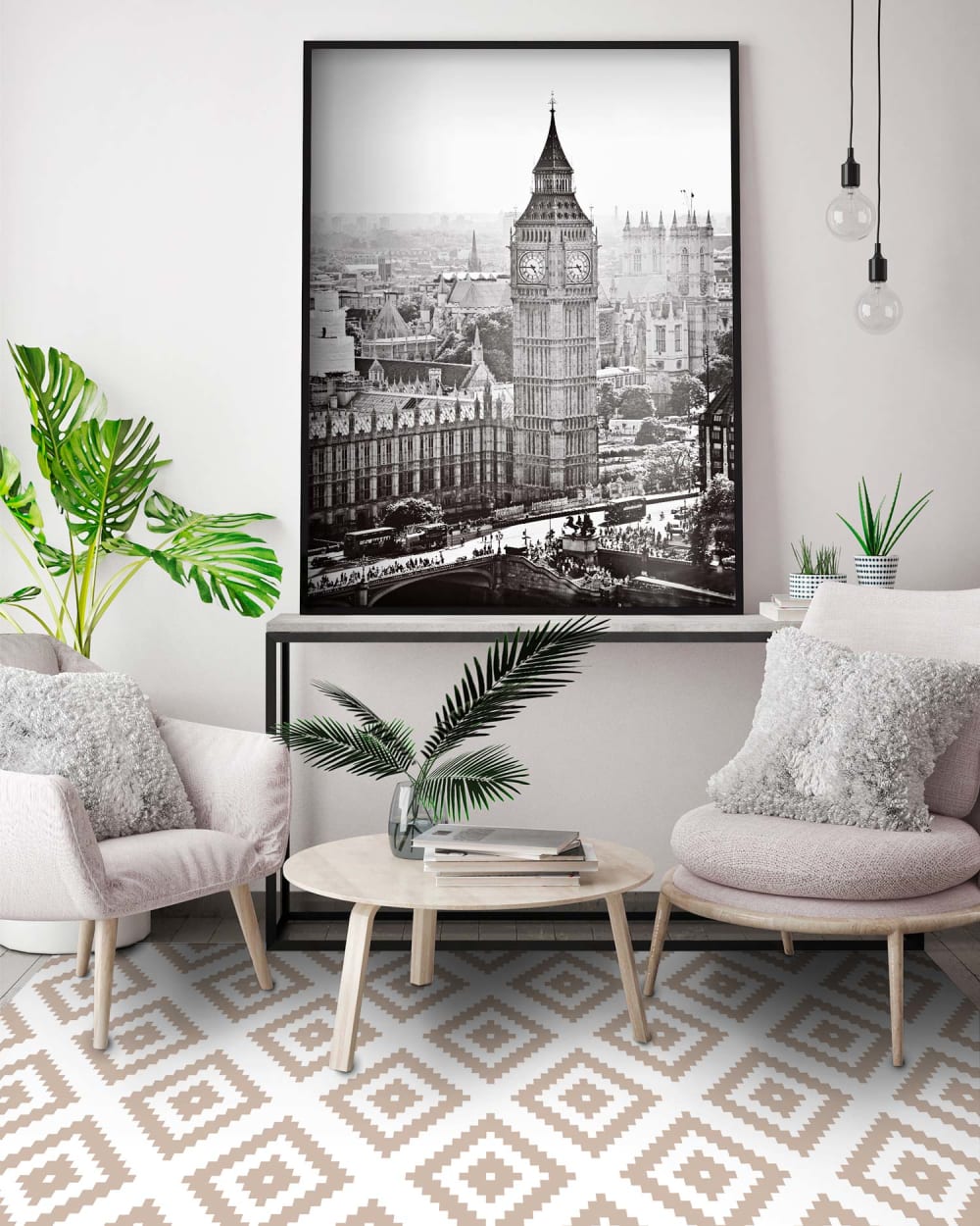 Home and Living Tapis vinyle carrés roses 60x200cm Rose 200x0x60cm