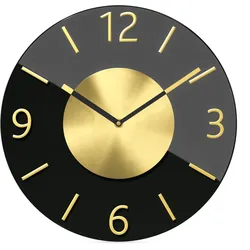 Mebus Quarz-Wanduhr Ø32cm - schwarz|gold