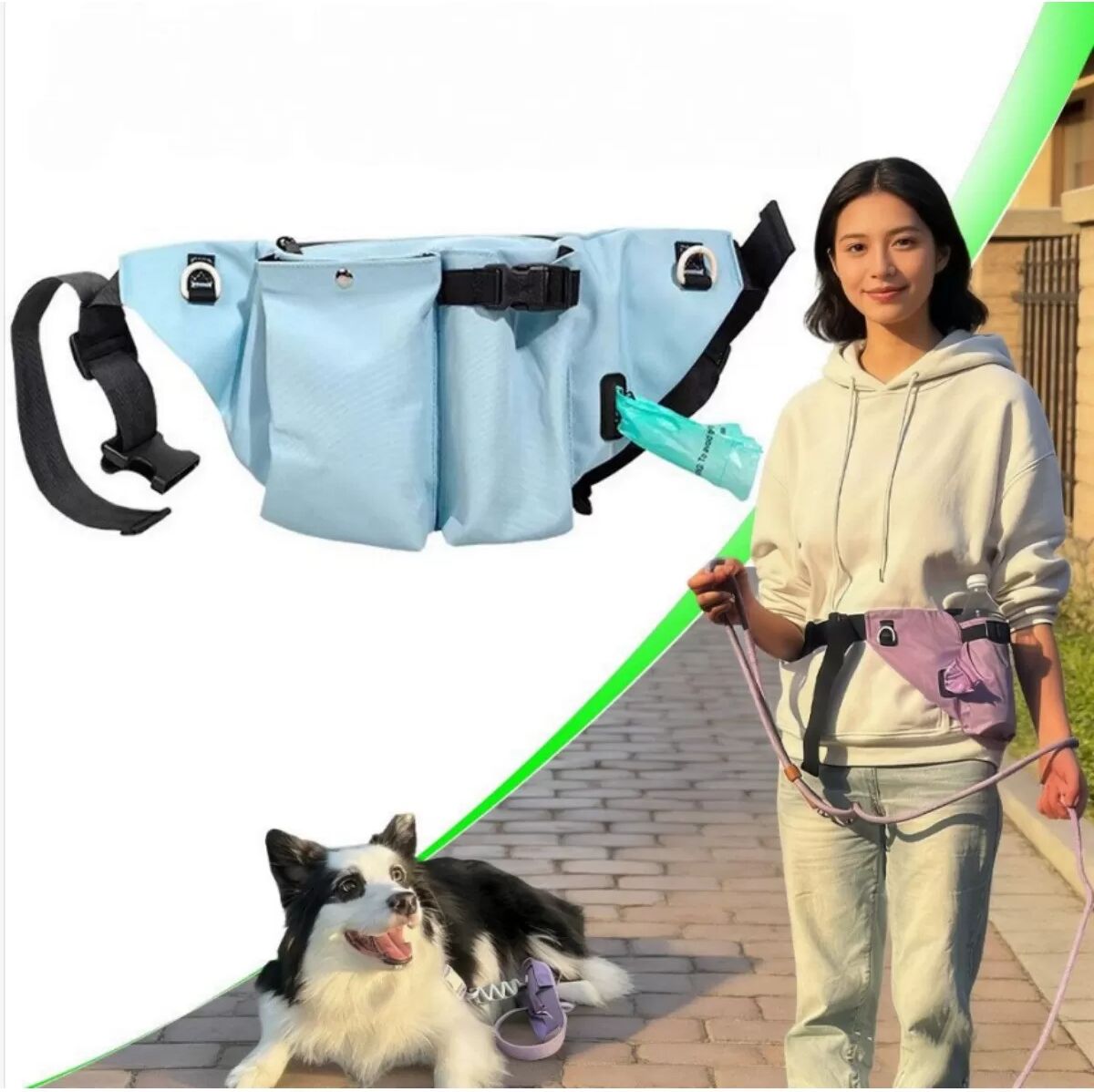 INF Freihändige Hunde-Gürteltasche - Oxford-Gewebe Trainings-Leckerli-Beutel für den Außenbereich Blau