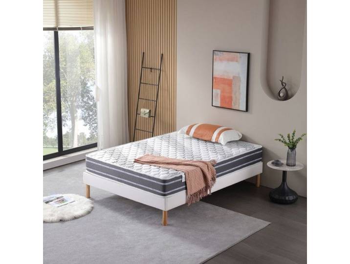 Matelas 140x190 cm Tissu avec Bambou 24 cm + Protège Matelas 140x190 cm + Oreiller Visco - Soutien Très Ferme H3 H4