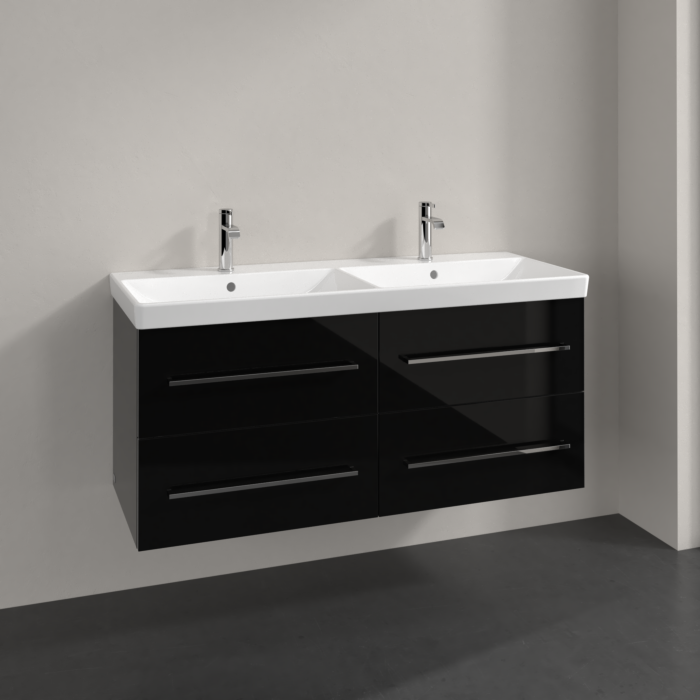 Villeroy und Boch Avento Waschtisch-Unterschrank A89300B3 118 x 51,4 x 45,2 cm, 4 Auszüge, wandhängend, Crystal Black