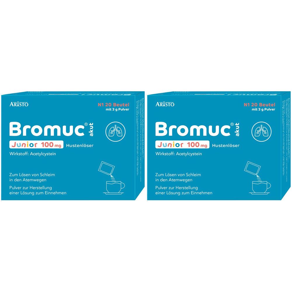 Bromuc Akut Junior 100Mg x2 2x20 St Pulver zur Herstellung einer Lösung zum Einnehmen